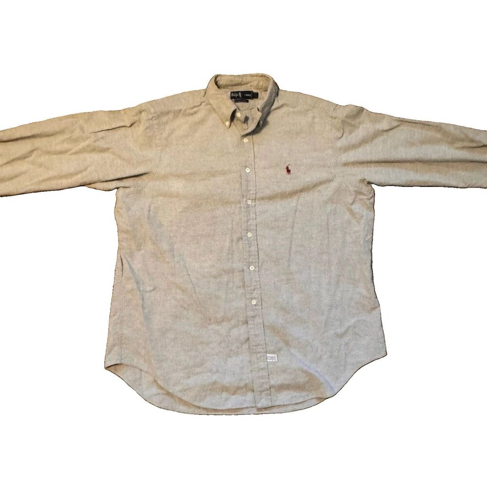 Polo Ralph Lauren Men's Grey Long Sleeve Classic Fit Button-Up Shirt XL Cotton